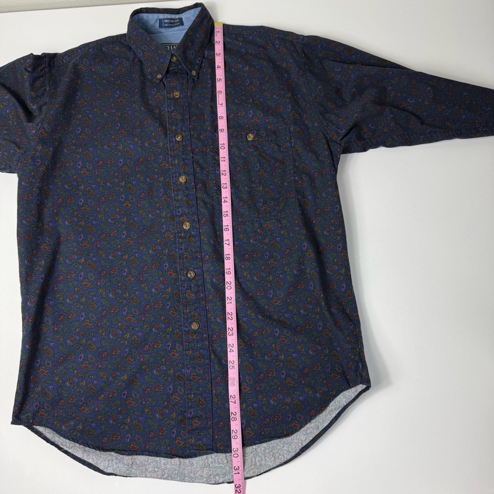 Vintage Chaps Ralph Lauren Blue Paisley‎ Button Down Shirt Men's Size Medium - Picture 6 of 8